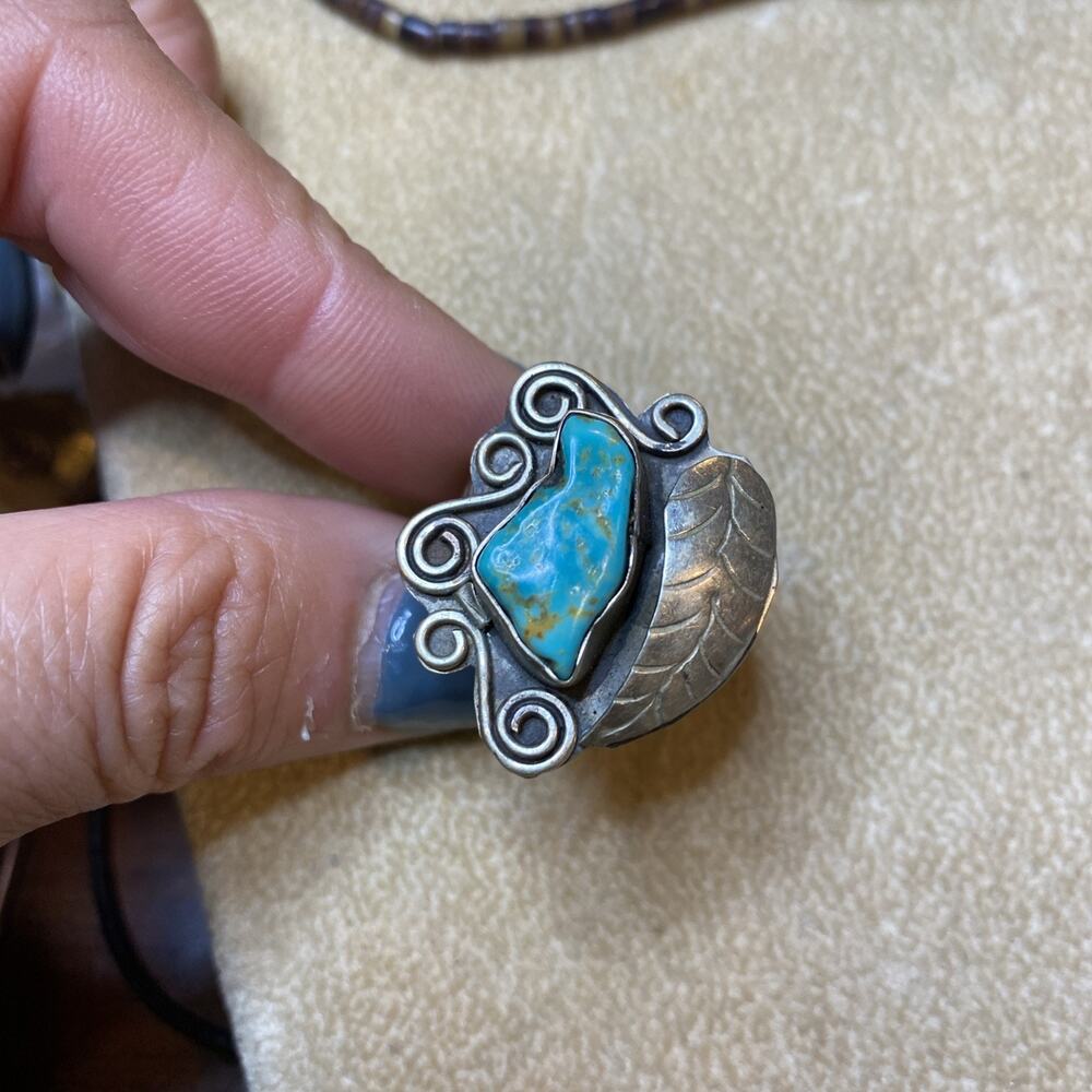 VTG Taxco Sterling Silver NAVAJO Turquoise Stacked Men's Ring Sz 12-8.9 G